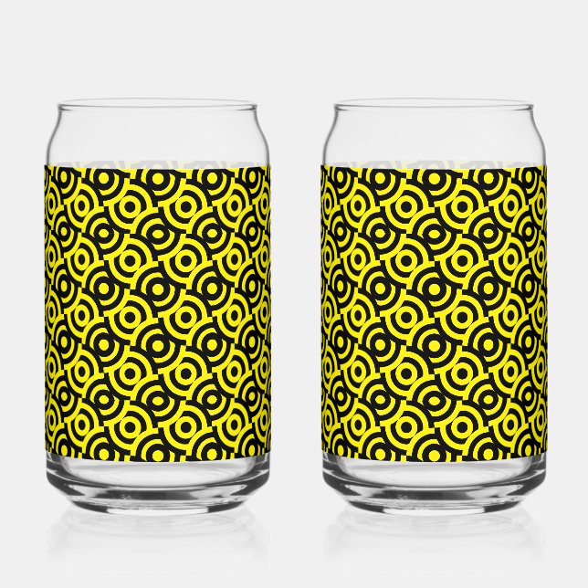 Damask Fabric Decorative Print Can Glass (Front)