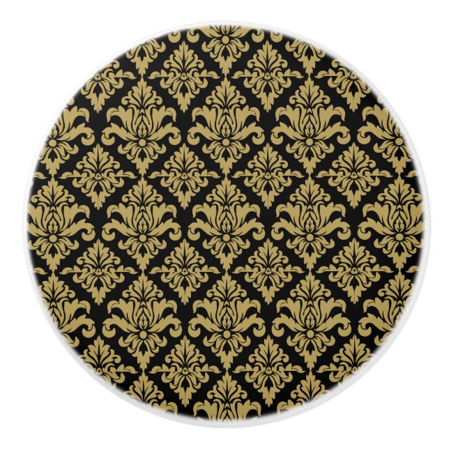 Damask Fabric decorative Print Ceramic Knob (Front)