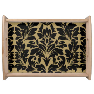 Damask Fabric Decorative Print Serving Tray