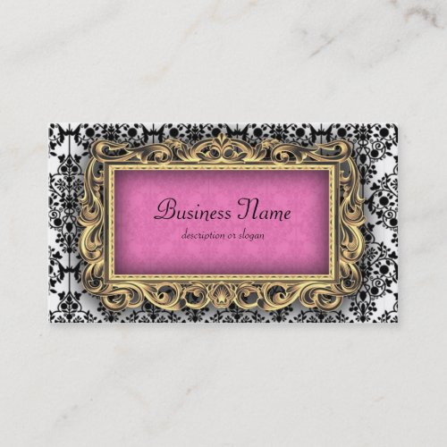 Damask Fancy Pink Baroque Business Cards