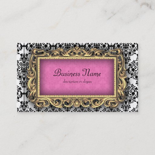 Customizable Damask Fancy Pink Baroque Business Cards