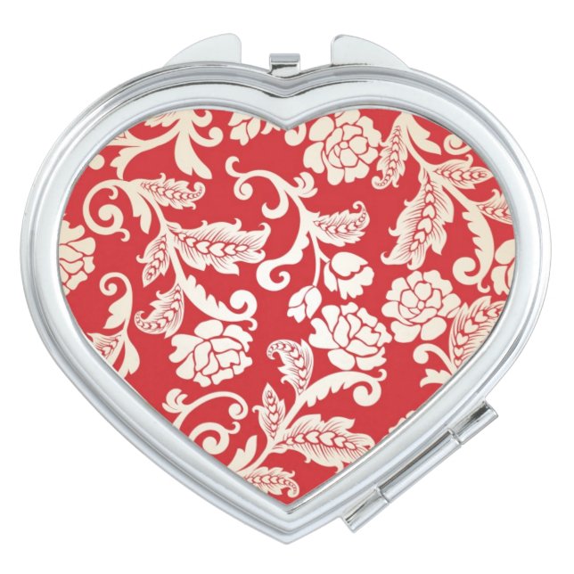 Damask floral background pattern compact mirror (Front)