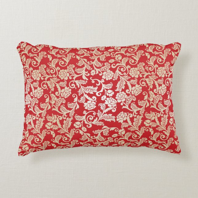 Damask floral background pattern decorative pillow (Front)
