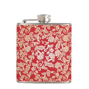 Damask floral background pattern flask