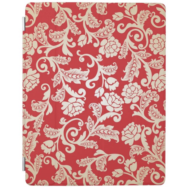 Damask floral background pattern iPad smart cover (Front)