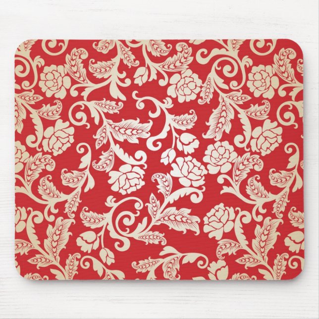 Damask floral background pattern mouse pad (Front)