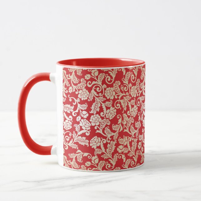 Damask floral background pattern mug (Left)