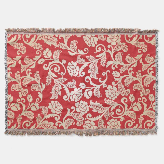 Damask floral background pattern throw blanket (Front)