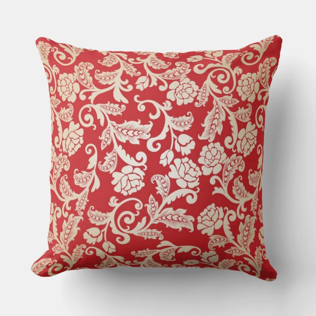 Damask floral background pattern throw pillow (Front)