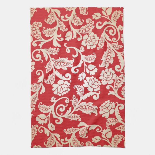 Damask floral background pattern towel (Vertical)
