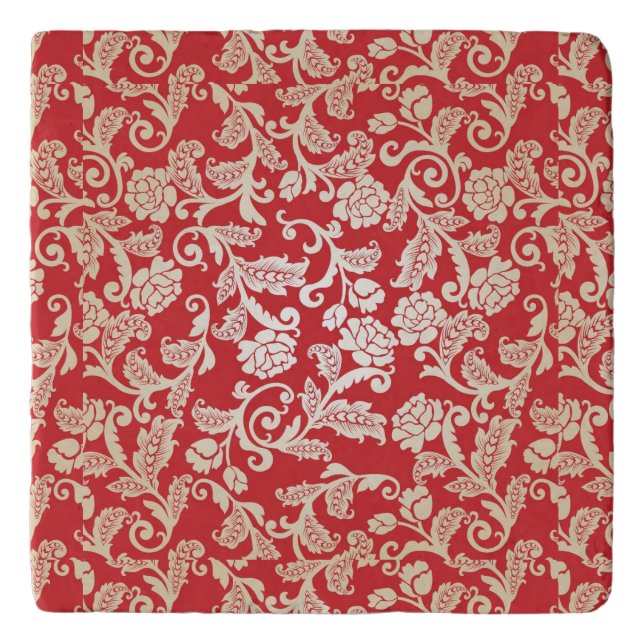 Damask floral background pattern trivet (Front)
