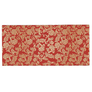 Damask floral background pattern wood USB flash drive