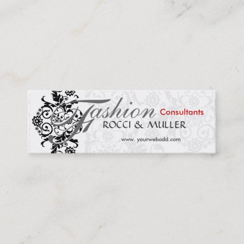 Damask floral black and white business card template