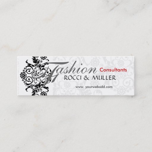 Customizable Damask floral black and white business card template