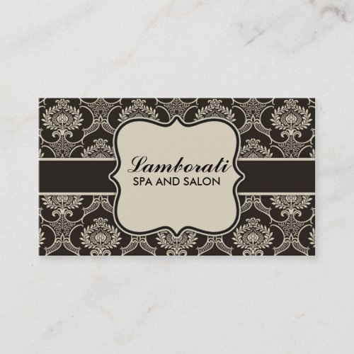 Damask Floral Elegant Cosmetologist Fashion Retro Business Card Template