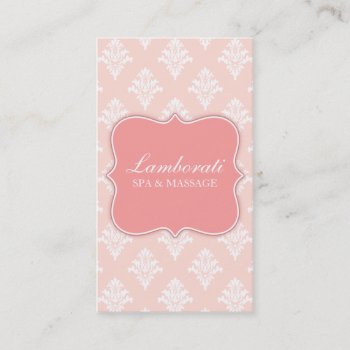 Damask Floral Elegant Modern Pink Professional Business Card by Lamborati at Zazzle
