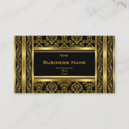 Damask Floral Ornate Gold Black Elegant Classy Business Card