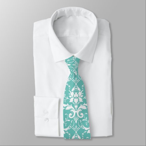 Damask Floral Pattern Any Custom Color Mint Neck Tie