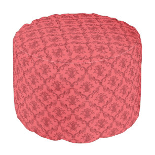 Damask floral pattern pouf