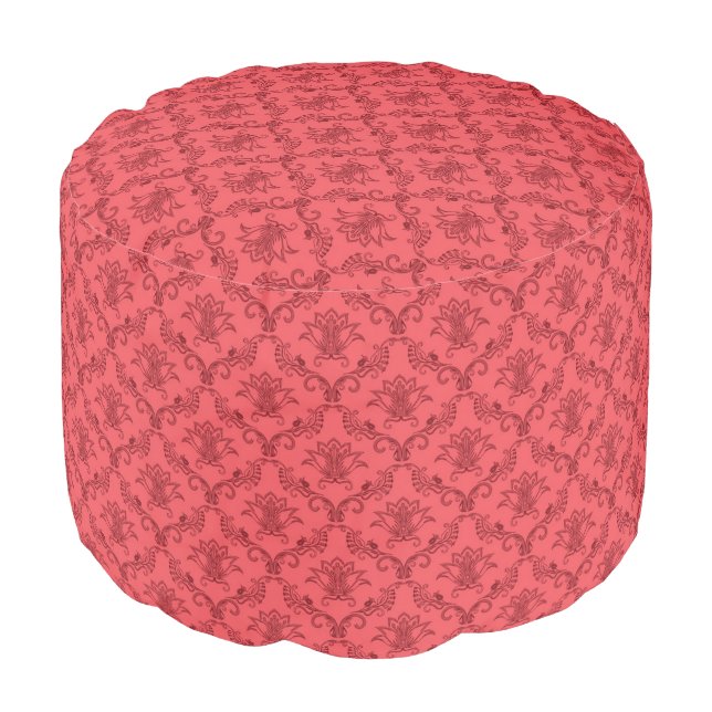 Damask floral pattern pouf (Angled Front)