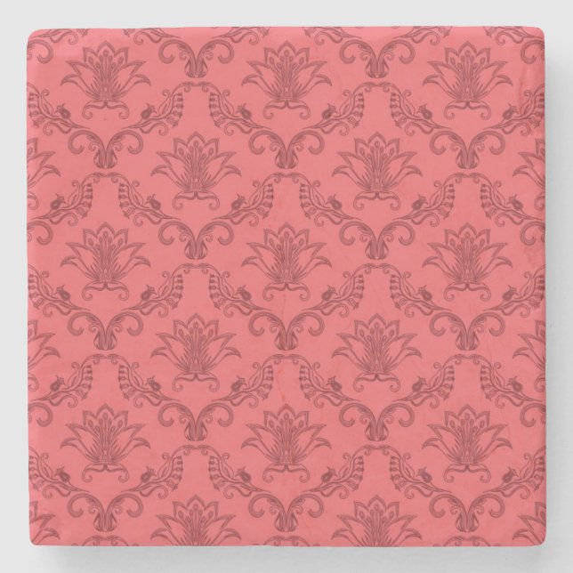 Damask floral pattern stone coaster (Front)