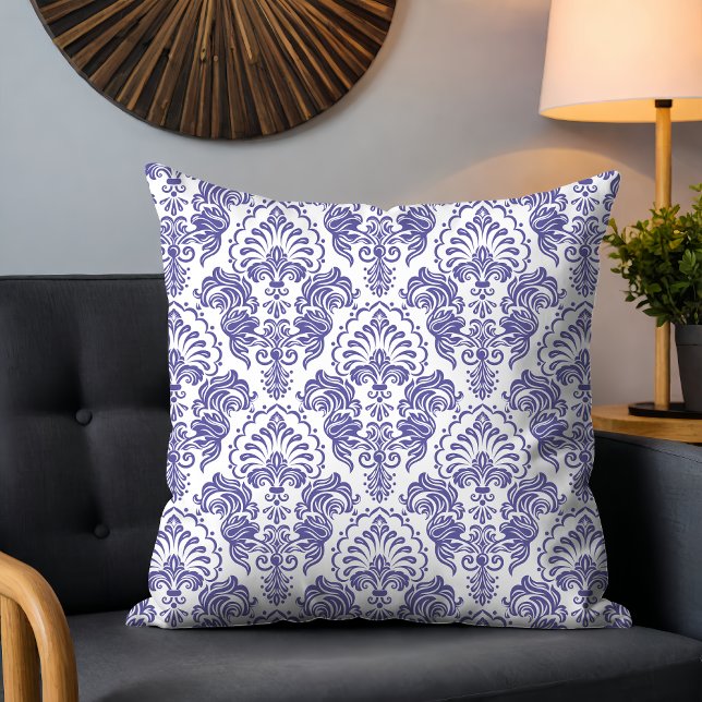 Damask Floral Pattern Stylish Modern Throw Pillow (Creator Uploaded)