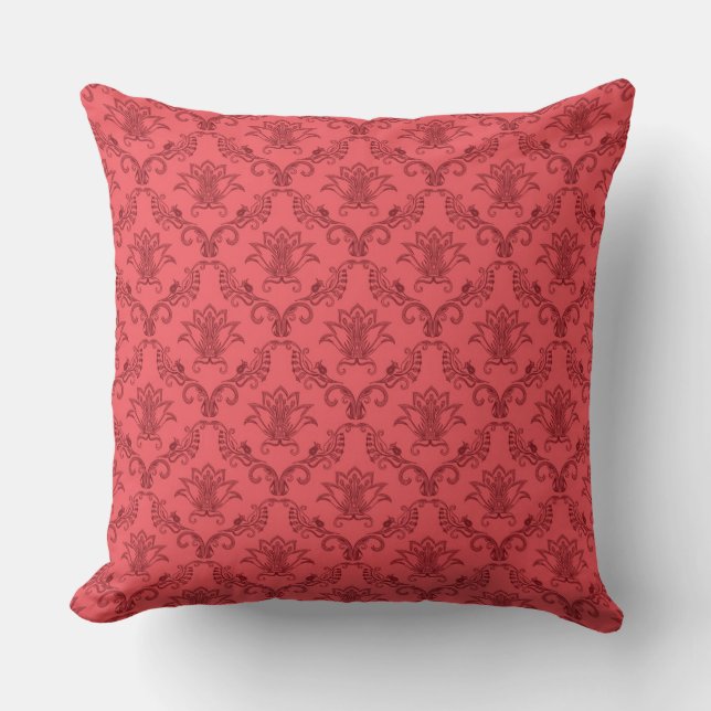 Damask floral pattern throw pillow (Front)