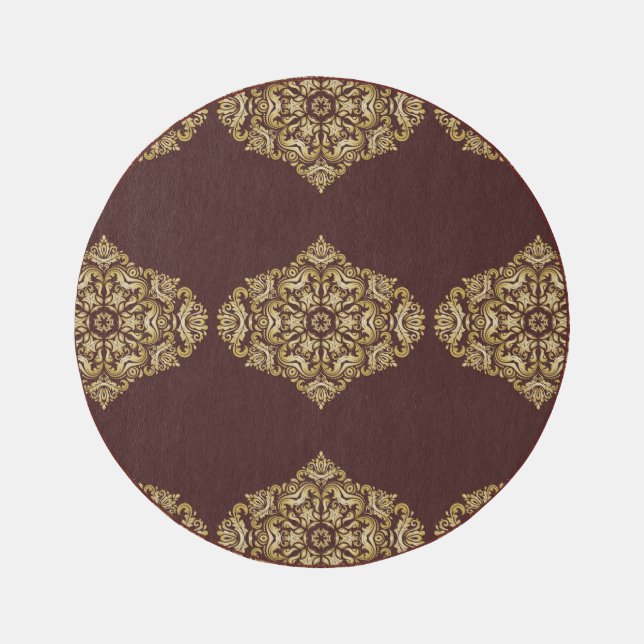 Damask Floral Pattern with Oriental Elements Rug (Front)