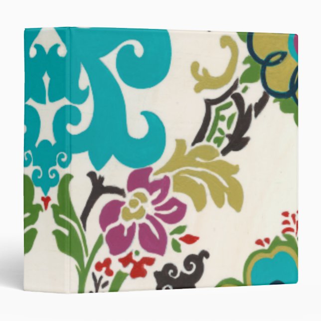 Damask Floral Patterns Plum Turquoise Binder (Front/Spine)