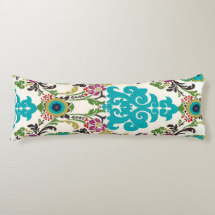 Damask Floral Patterns Plum Turquoise Body Pillow