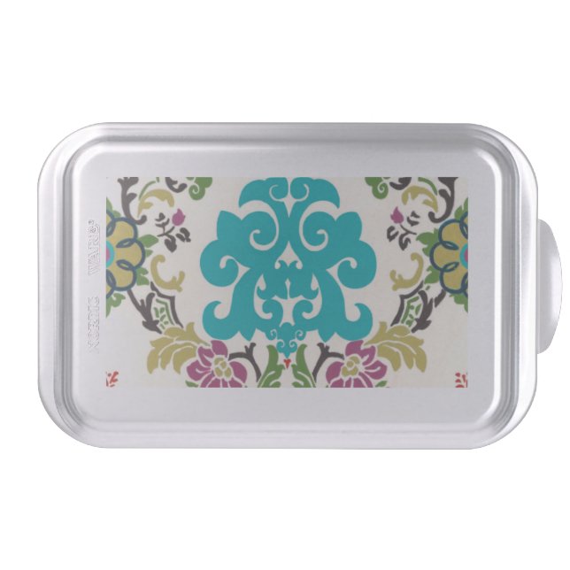 Damask Floral Patterns Plum Turquoise Cake Pan (Front)