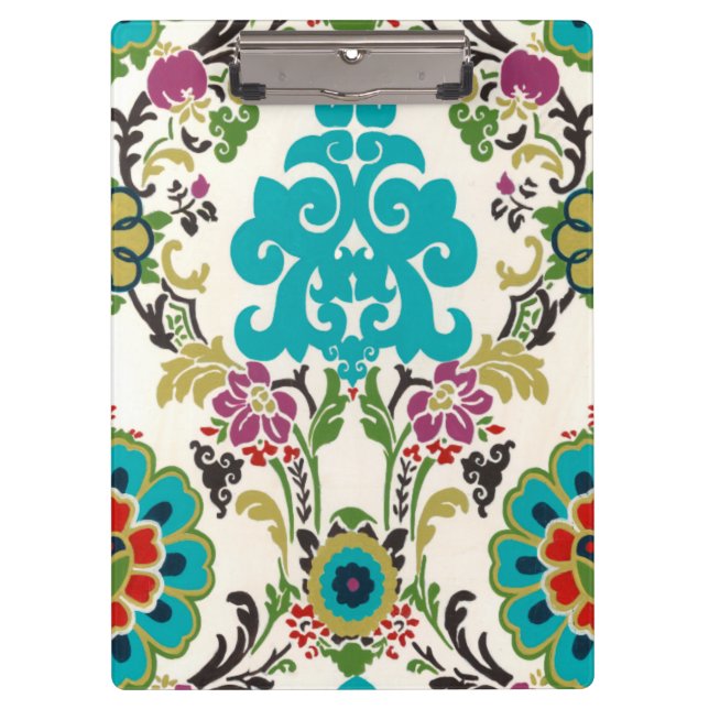 Damask Floral Patterns Plum Turquoise Clipboard (Front)