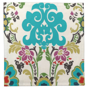 Damask Floral Patterns Plum Turquoise Cloth Napkin