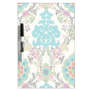Damask Floral Patterns Plum Turquoise Dry Erase Board