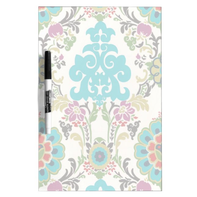 Damask Floral Patterns Plum Turquoise Dry Erase Board (Front)