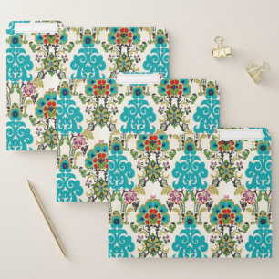 Damask Floral Patterns Plum Turquoise File Folder