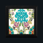 Damask Floral Patterns Plum Turquoise Gift Box<br><div class="desc">Turquoise,  plum,  green and purple floral patterns meet on a white background to bring this June Erica Vess damask print to life. Works as a gift for yourself,  a friend,  or a family member.</div>