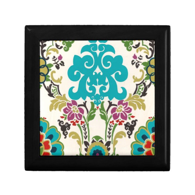 Damask Floral Patterns Plum Turquoise Gift Box (Front)