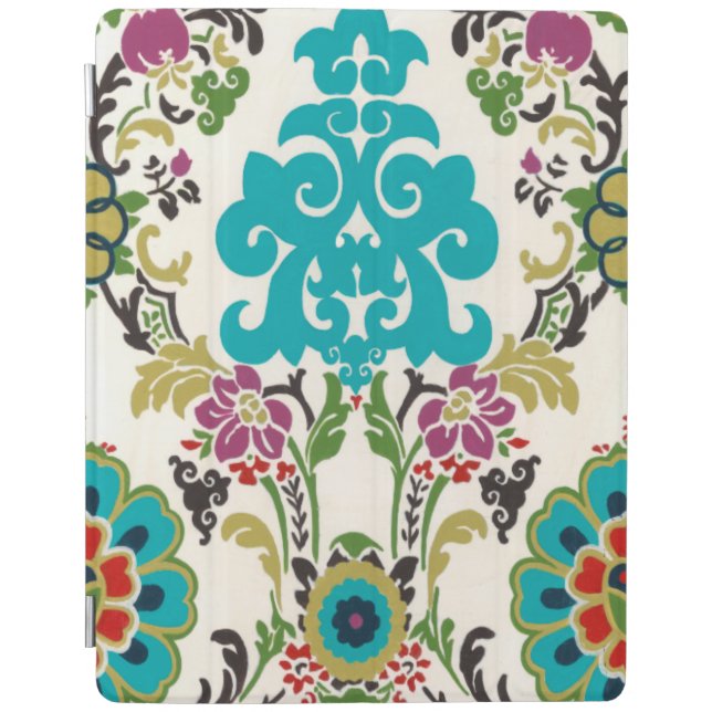 Damask Floral Patterns Plum Turquoise iPad Smart Cover (Front)