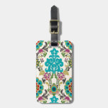 Damask Floral Patterns Plum Turquoise Luggage Tag