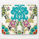 Damask Floral Patterns Plum Turquoise Mouse Pad