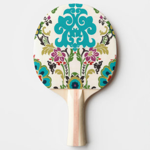 Damask Floral Patterns Plum Turquoise Ping Pong Paddle