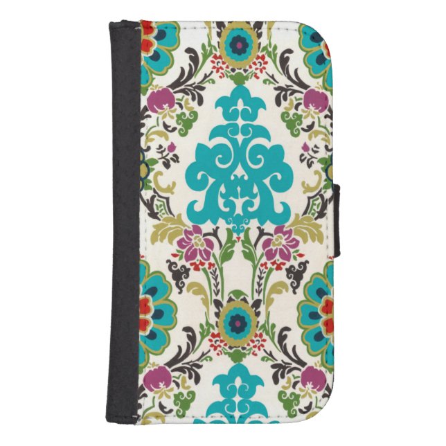 Damask Floral Patterns Plum Turquoise Samsung Galaxy Wallet Case (Front)