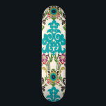 Damask Floral Patterns Plum Turquoise Skateboard<br><div class="desc">Turquoise,  plum,  green and purple floral patterns meet on a white background to bring this June Erica Vess damask print to life. Works as a gift for yourself,  a friend,  or a family member.</div>