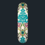 Damask Floral Patterns Plum Turquoise Skateboard<br><div class="desc">Turquoise, plum, green and purple floral patterns meet on a white background to bring this June Erica Vess damask print to life. Works as a gift for yourself, a friend, or a family member.</div>