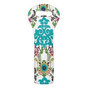 Damask Floral Patterns Plum Turquoise Wine Bag