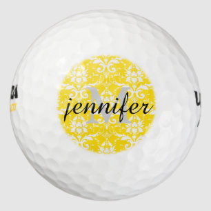 Damask Floral Personalized Monogram Name Color Golf Balls