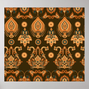 Damask Floral: Seamless Vintage Style Poster