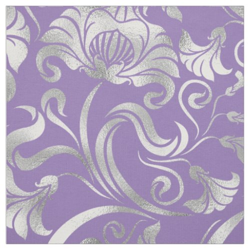 Damask Floral Shimmer Silver Any Background ID461 Fabric