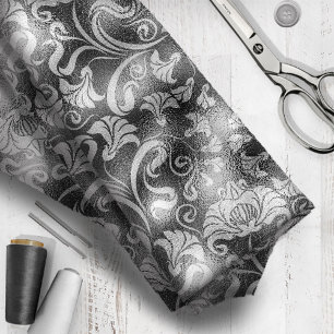 Damask Floral Shimmer Silver Gray ID461 Fabric